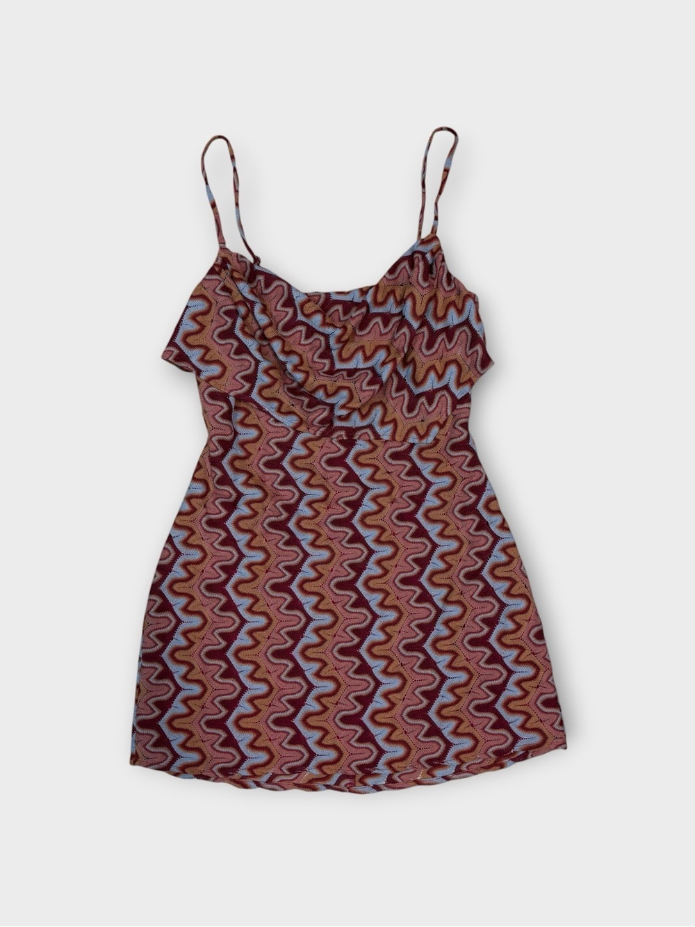 House of Harlow 1960 Wavy Print Ruffle Mini Dress — Size S